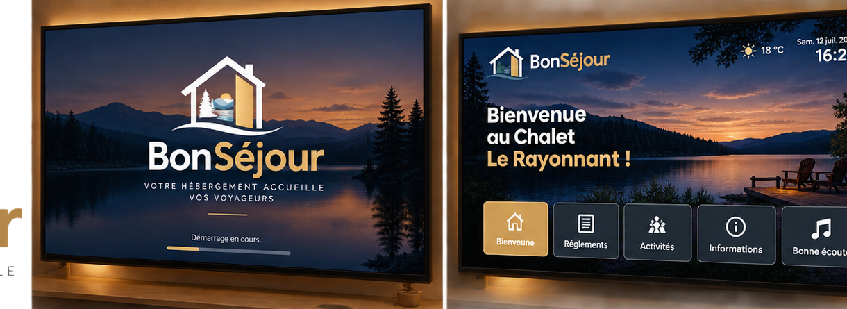 Interface BonSéjour affichée sur un téléviseur